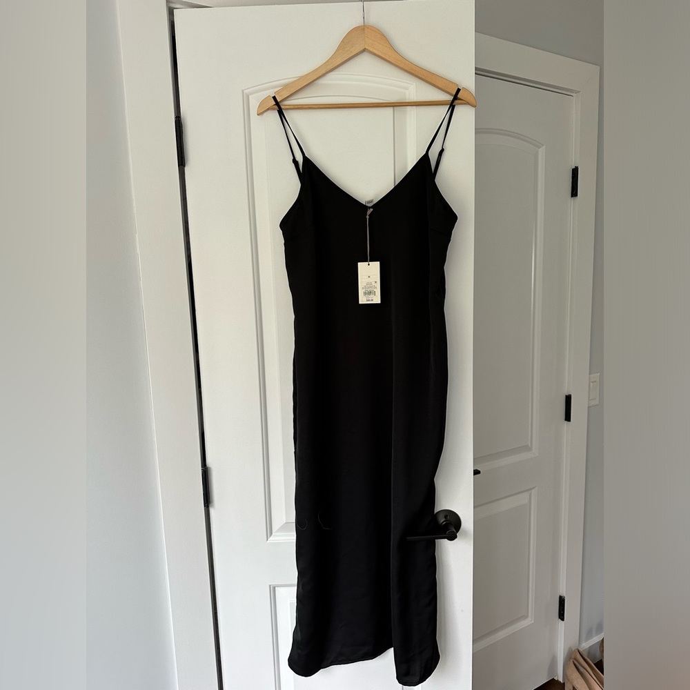 NWT Black slip dress with slit on side